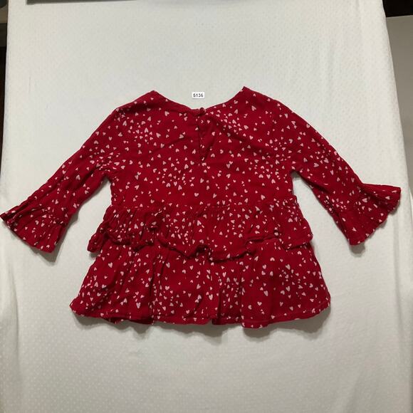 Old Navy Little Girl Blouse size 3T Red Hearts Long Sleeve ruffles - Picture 4 of 4